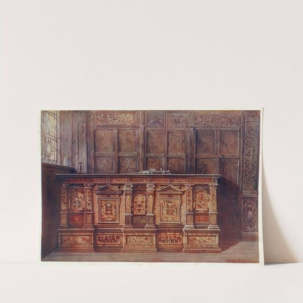 Inlaid muniment chest. Presented by Sir Hugh Offley, when Lord Mayor of London in 1556, to St. Mary Overie, now St. Saviour's, Southwark Cathedral. by Edwin Foley
