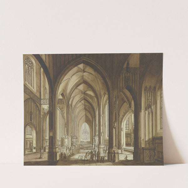 Inneres einer dreischiffigen gotischen Hallenkirche mit Blick auf den Chor by Johann Ludwig Ernst Morgenstern