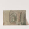 Inneres einer gewölbten Pfeilerhalle by Anton Radl