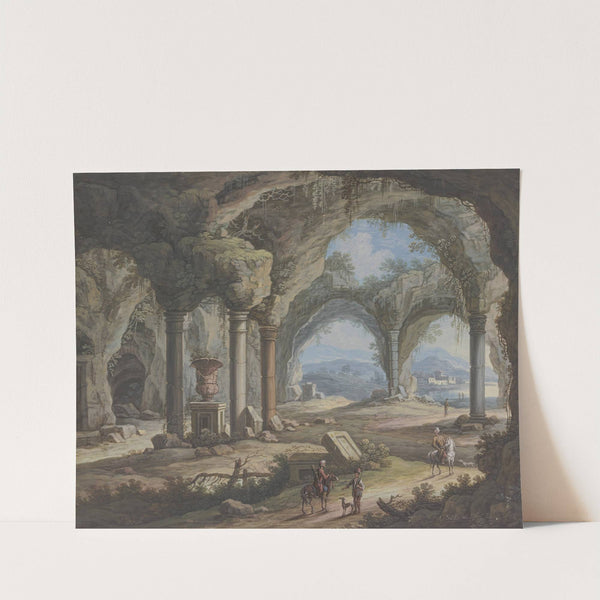 Inneres einer säulengestützten Grotte, darin eine große Vase by Carl Sebastian von Bemmel