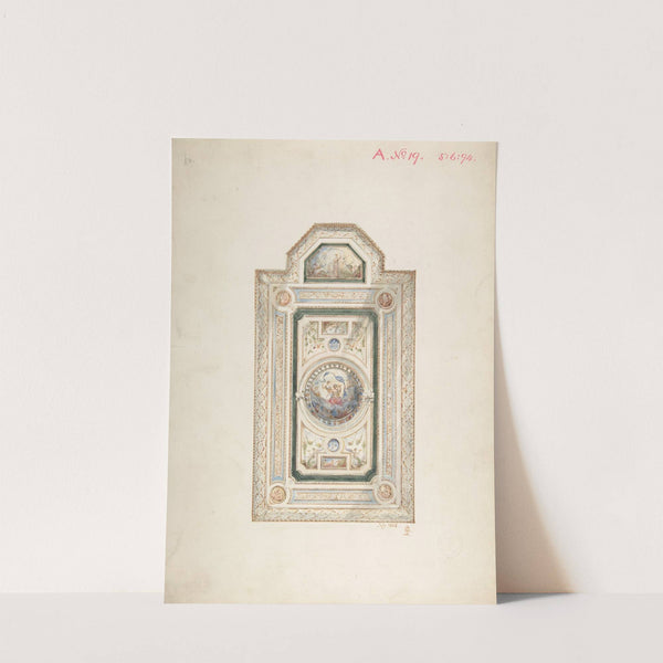 Inscribed drawing with monogram of Sang, of a ceiling design, July 1868 by Frederick Sang