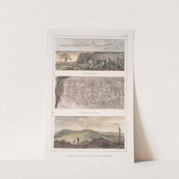 Inscription; Sculpture en creux; Village (aldea) de soldats indiens civilisés. by Jean Baptiste Debret