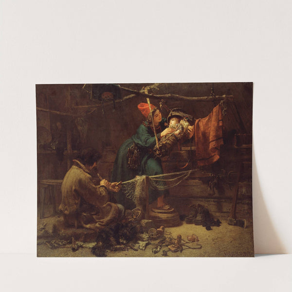 Inside a fisher cottage in Lapland by Johan Fredrik Höckert