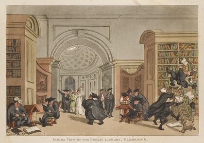 Inside view of the Public Library, Cambridge (1809)