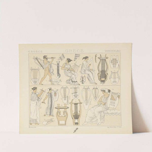 Instruments de musique ; la lyre, le luth, les flutes (1876-1888) by Auguste Racinet