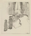 Intérieur avec homme lisant son journal, femme agenouillée auprès de deux garçonnets (1895)