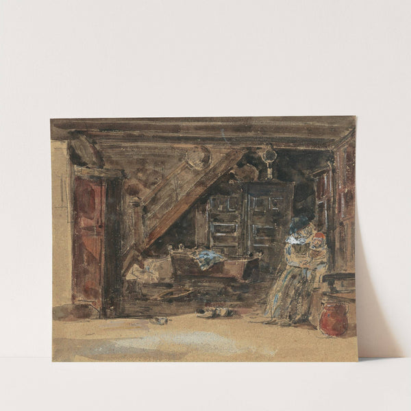 Intérieur breton aquarelle (1869-71) by Eugène Boudin