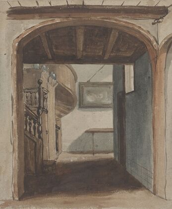Interieur met doorkijk naar trap