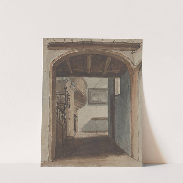 Interieur met doorkijk naar trap by Jan Fabius Czn