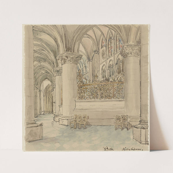 Interieur van de Notre-Dame te Parijs by Wilhelm Cornelis Bauer