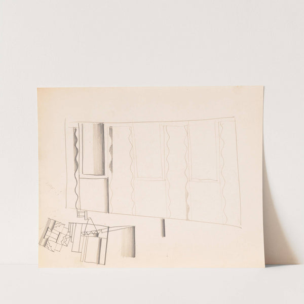 Interior design drawings for unidentified rooms. Sketch for unidentified interior by Winold Reiss