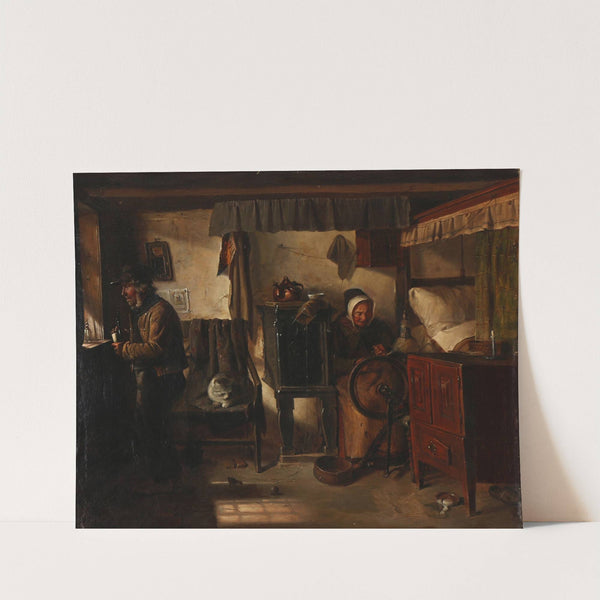 Interiør fra en Bondestue by Ludvig Abelin Schou