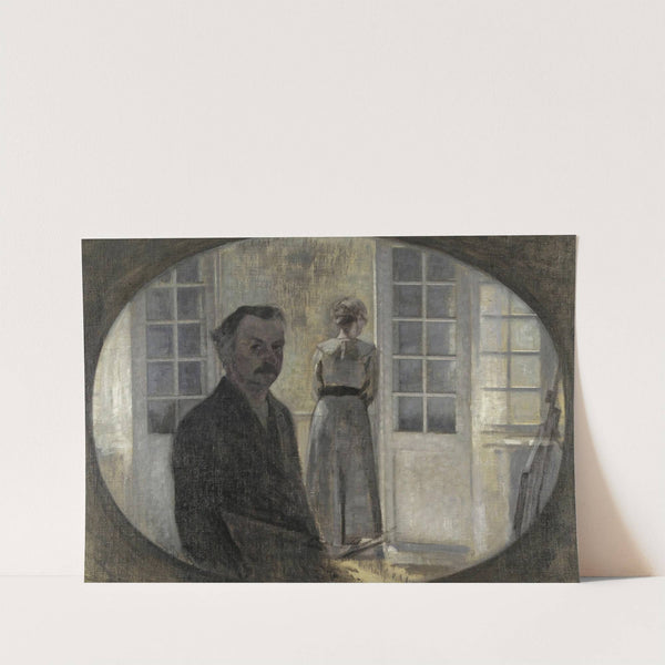 Interiør Med Kunstneren Og Hans Hustru (Double Portrait Of The Artist And His Wife, Seen Through A Mirror) by Vilhelm Hammershøi