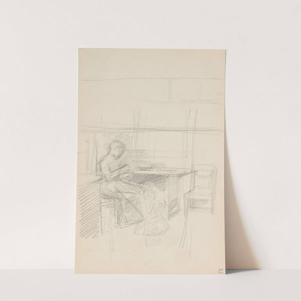 Interiør med mor og barn by Signe Scheel