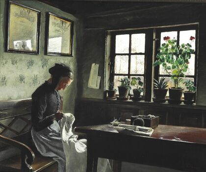 Interiør med syende kone (1909)