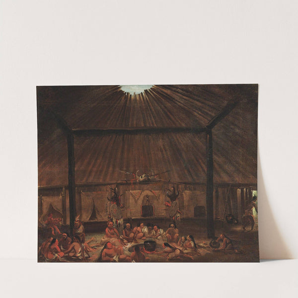 Interior Of A Mandan Lodge by George Catlin