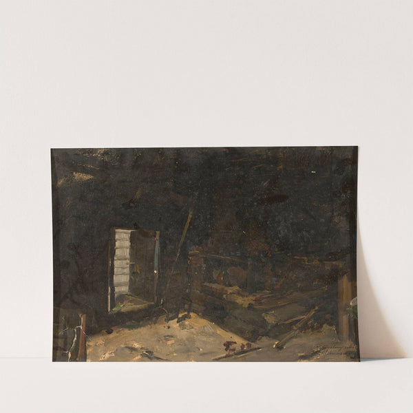 Interior of a peasant cottage, sketch by Kazimierz Alchimowicz