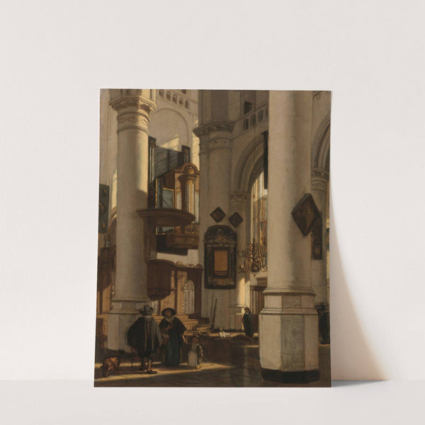 Interior of a Protestant, Gothic Church, with a Gravedigger in the Choir (1669) by Emanuel de Witte