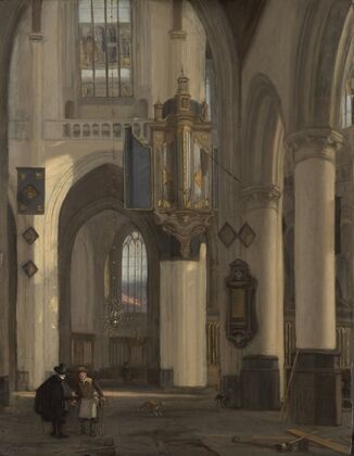 Interior of a Protestant Gothic Church with Motifs from the Oude and Nieuwe Kerk in Amsterdam