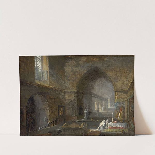 Interior of churches with people praying by Giuseppe Bernardino Bison