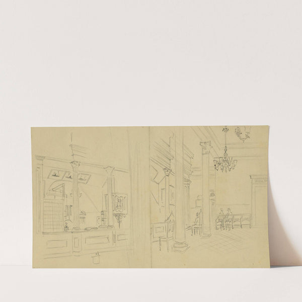 Interior of hotel lobby (1860-1865) by Alfred Rudolph Waud