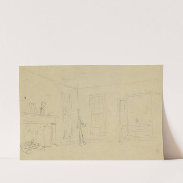 Interior of room showing fireplace & windows by Alfred Rudolph Waud