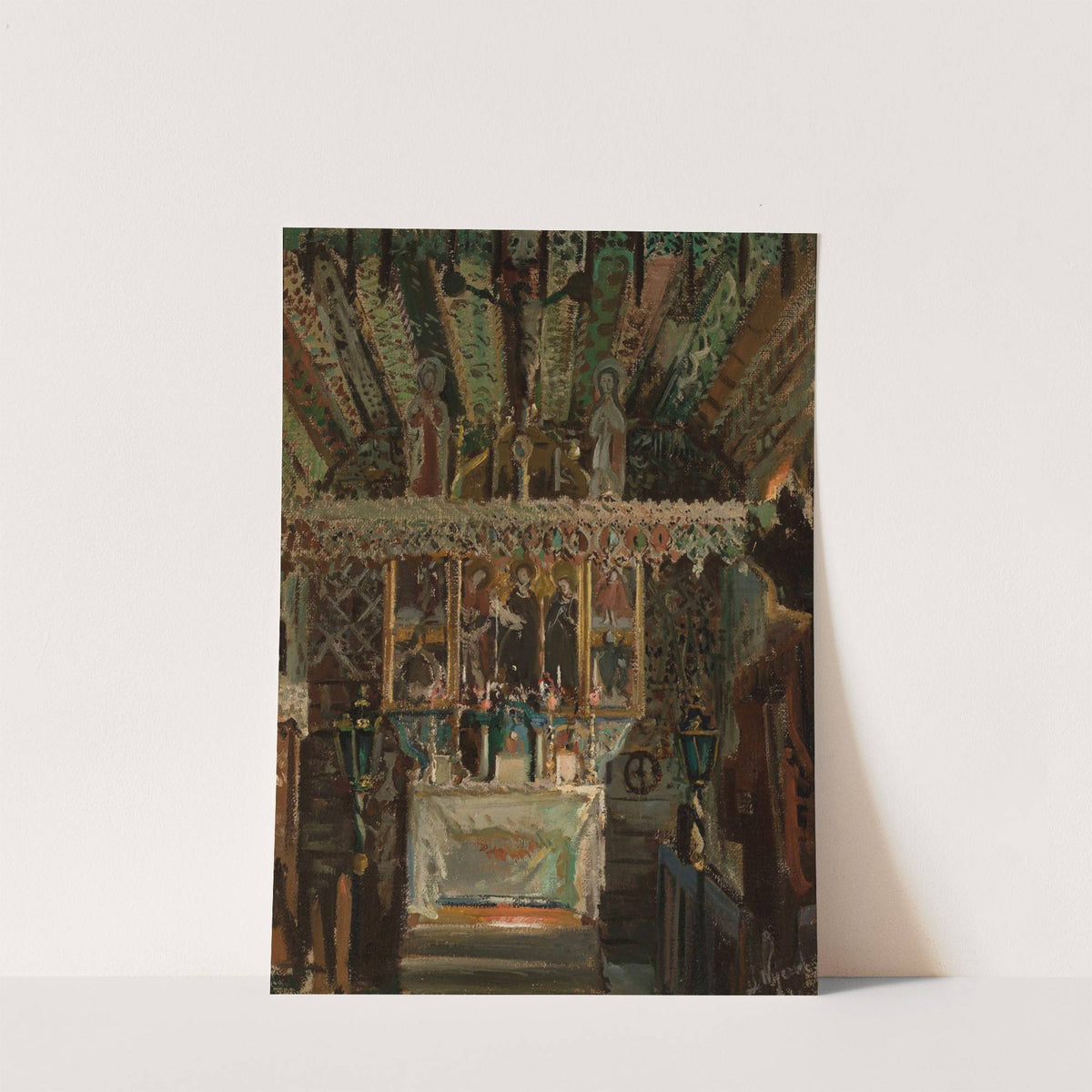 Interior of the church in Dębno by Leon Wyczółkowski