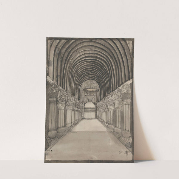 Interior View of the Temple at Ekvera (Karle) by Gangaram Chintaman Tambat