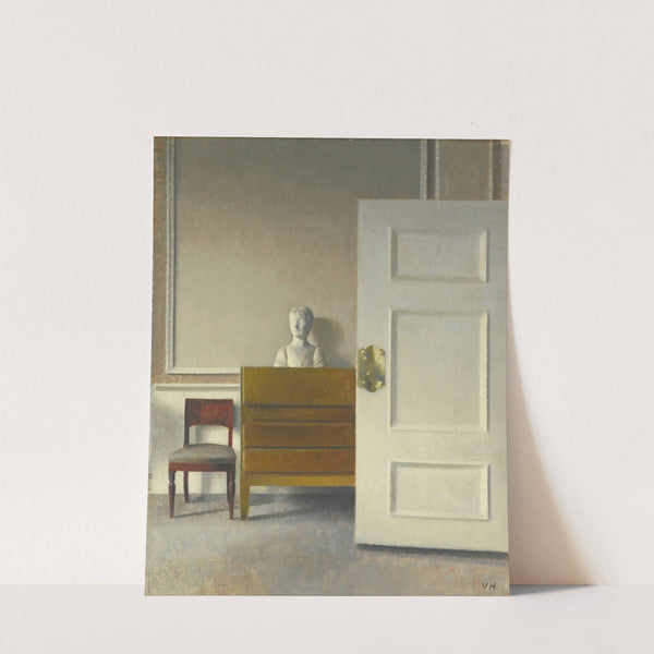 Interior with a bust by Vilhelm Hammershøi