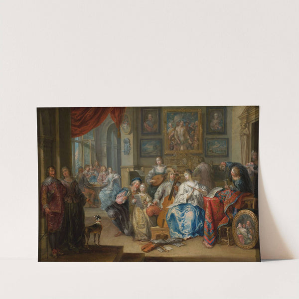 Interior with a concert and card players by Johann Georg Platzer