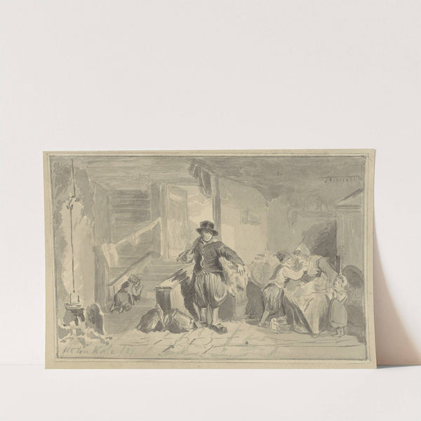 Interior with a fishing family (1847) by Herman Frederik Carel Ten Kate