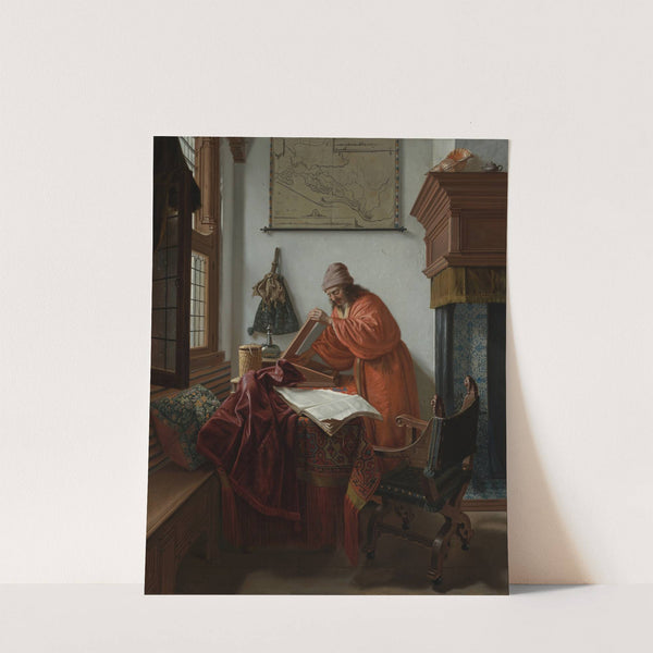 Interior with a man in a Japanese robe by Cornelis de Man