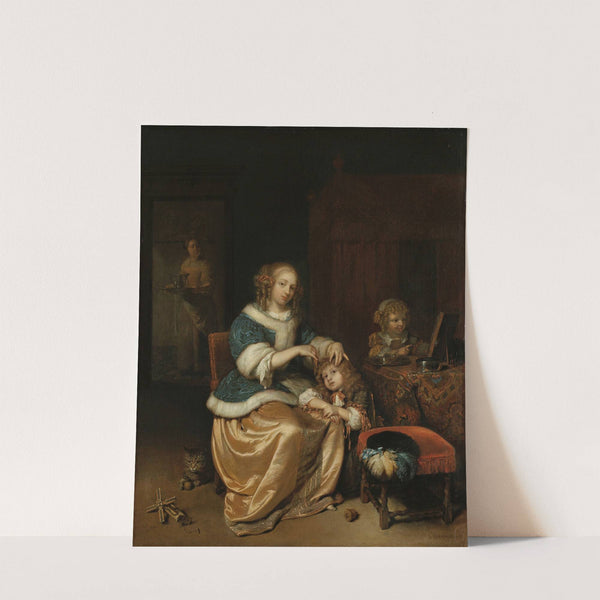 Interior with a Mother Combing her Child’s Hair, Known as ‘Maternal Care’ by Caspar Netscher
