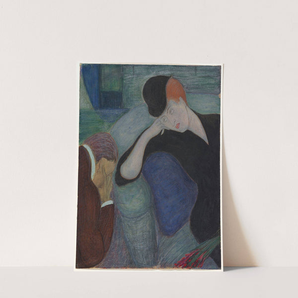 interior with a seated couple by Marianne von Werefkin