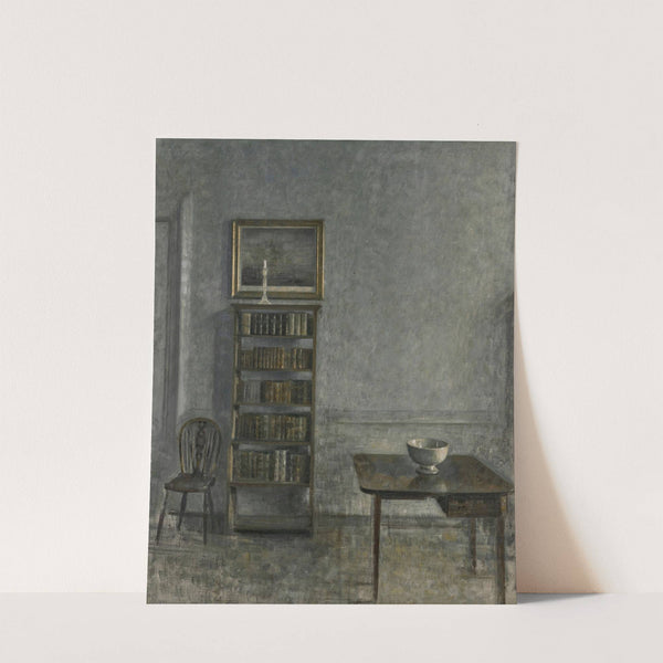 Interior with a table, bookcase and Windsor Chair, 25 Strandgade by Vilhelm Hammershøi
