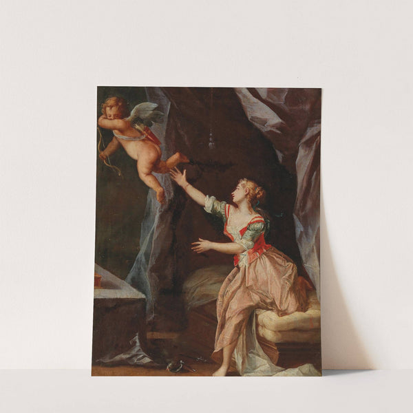 Interior with a woman and Amor flying away (18th Century) by French School