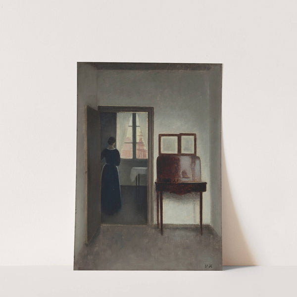 Interior with a Woman (Stue med en kvinde) (circa 1897) by Vilhelm Hammershøi