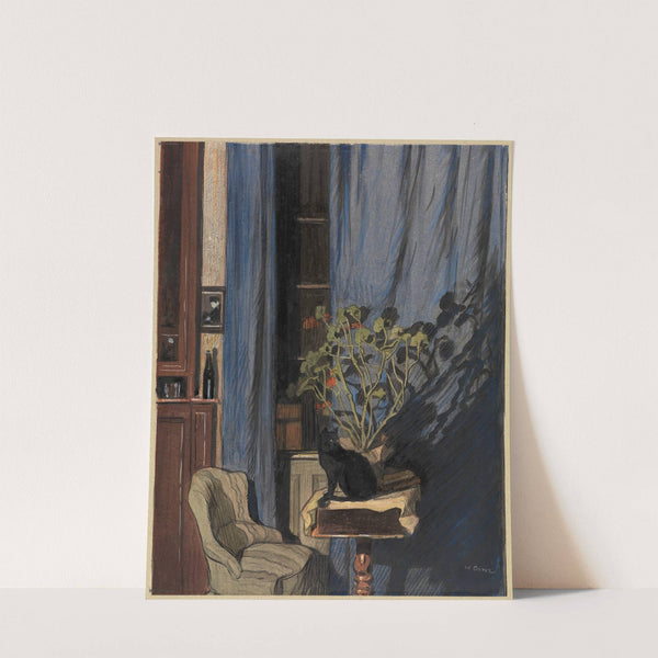 Interior with black cat by Walter Conz