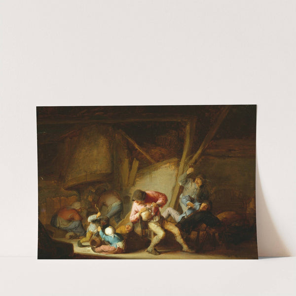 Interior with Drinking Figures and Crying Children (1634) by Adriaen van Ostade