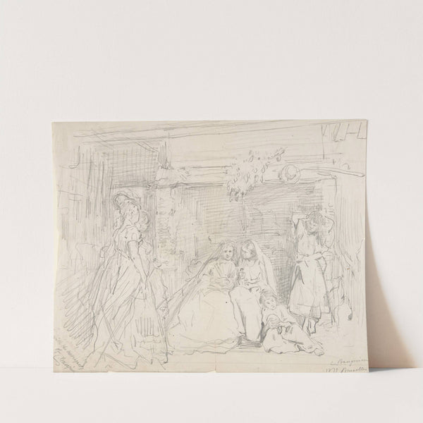 Interior with Figures before a Fireplace (1871) by Charles Baugniet