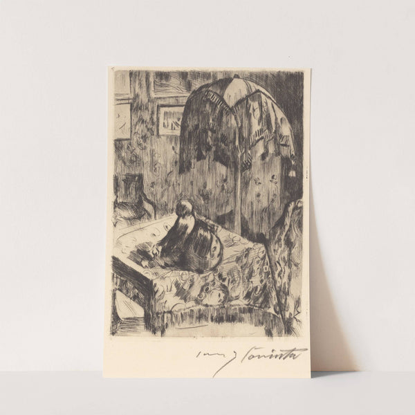 Interior with Floor Lamp (Interieur mit Stehlampe) (1916) by Lovis Corinth