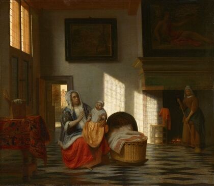 Interior with mother and child, ‘Mother joy’