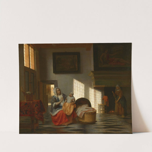 Interior with mother and child, 'Mother joy' by Pieter De Hooch