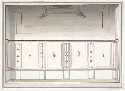Interior with painted moldings and designs. (1783)