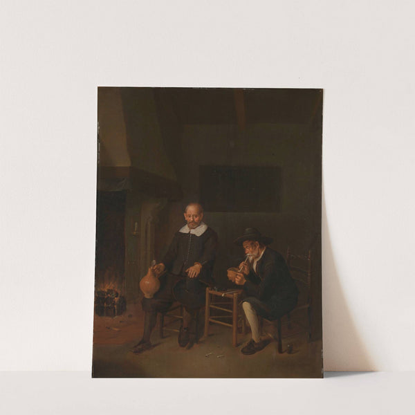 Interior with Two Men by the Fireside by Quirijn Van Brekelenkam