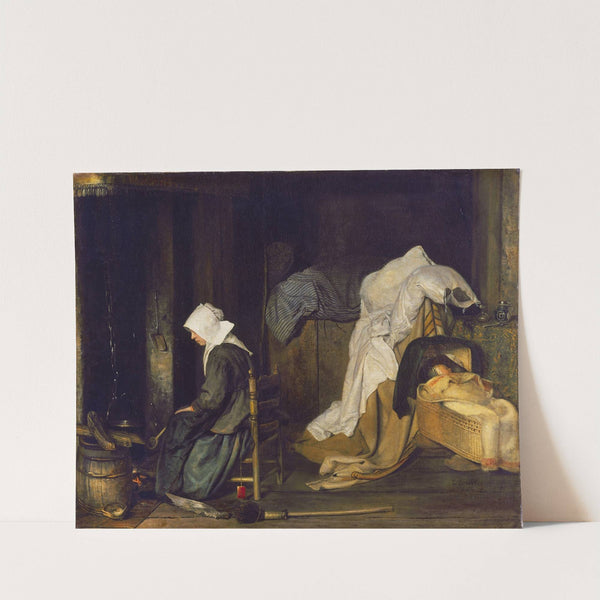 Interior with Woman Cooking by Esaias Boursse