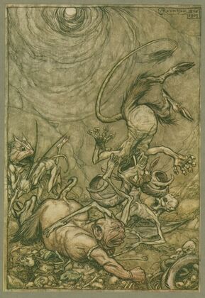 Into the bottomless pit he fell slap.