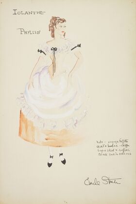 Iolanthe: Phyllis orange dress with white ruffled neckline, and white apron (1934-1943)