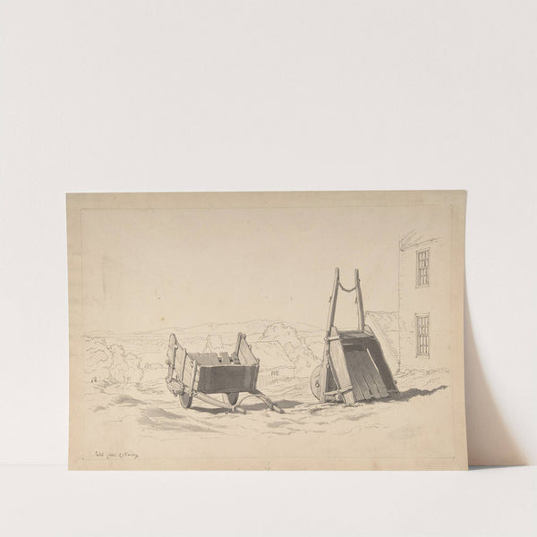 Irish Cars (Study of Two Carts in a Landscape) by Cornelius Varley