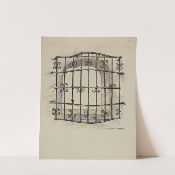 Iron Grille at Window - Restoration Drawing by Harry Mann Waddell